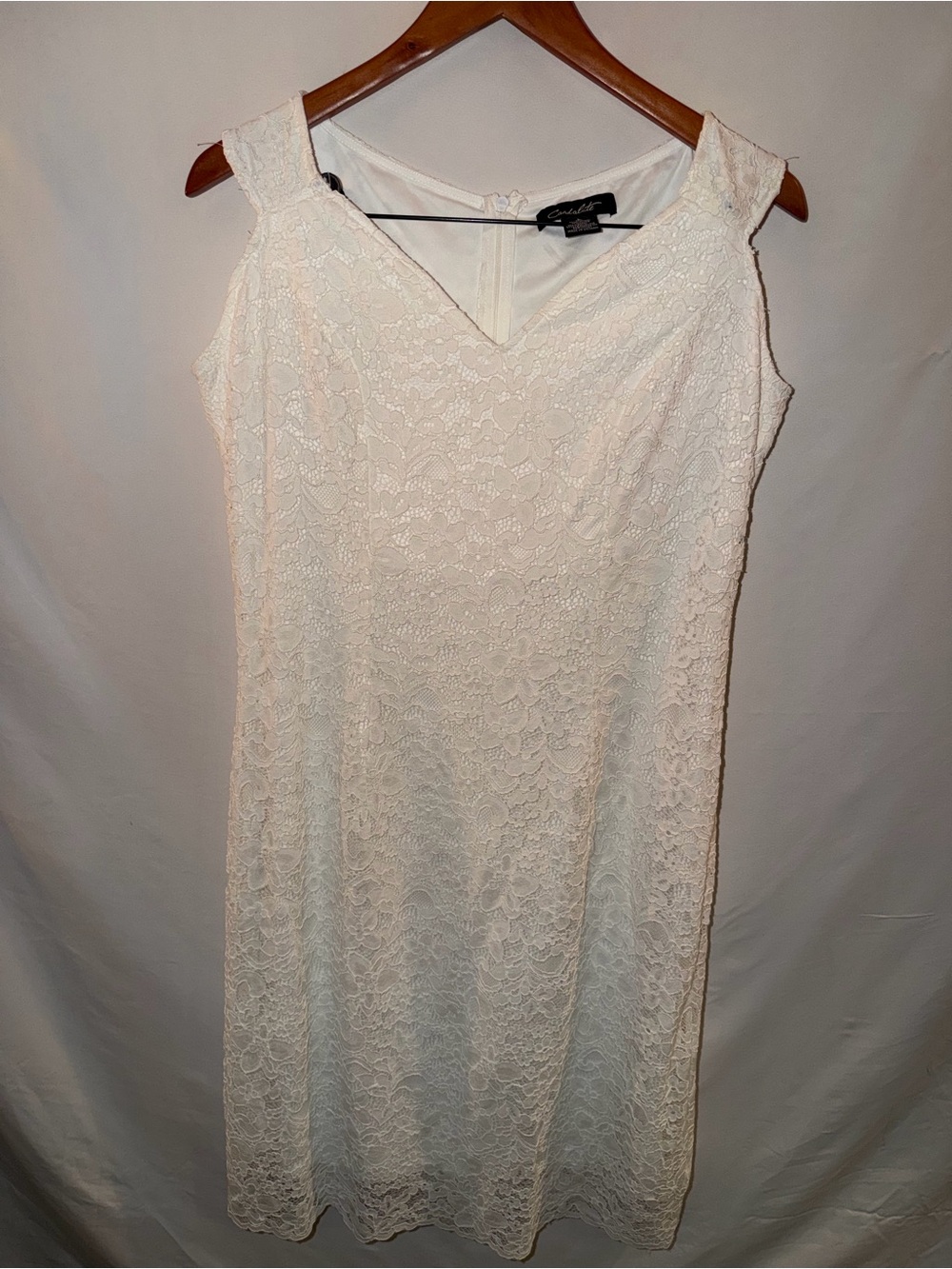 Candie's Ivory Lace V-Neck Midi Dress